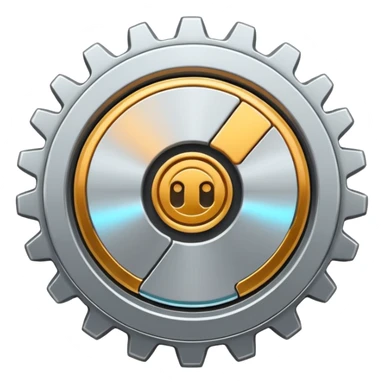 settings gear icon, metallic look sticker