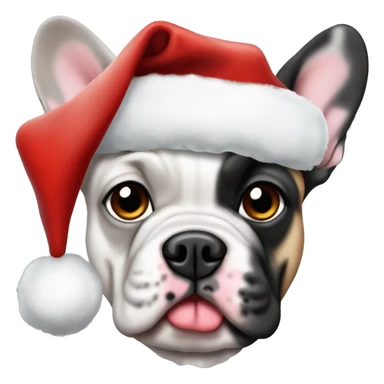 merle frenchbulldog with a christmas hat sticker