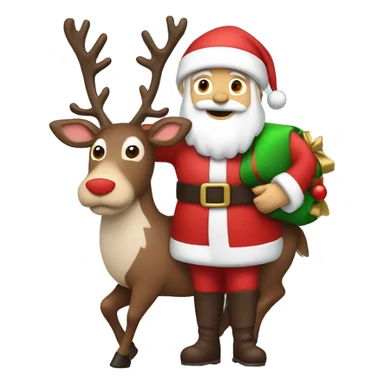 Santa with a reindeer on his back ￼ sticker