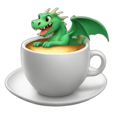 Tired dragon coming out of a cup of coffee sticker