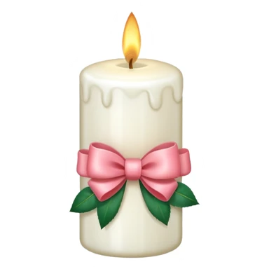 white candle with a rose bow sticker