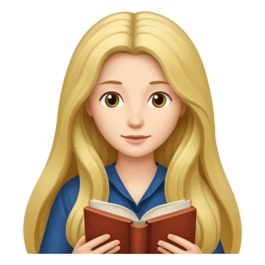 long haired women with book sticker