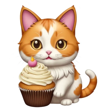 cat holding a cupcake sticker