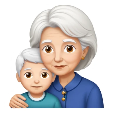 white hair grandmother with herbrown hair grandson sticker