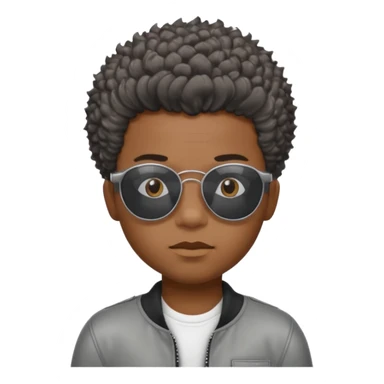 Un garçon,de couleur noir avec des lunettes de soleil grise,il a des cheveux crépus et au dessus de sa tete il est écrit BOUSS  sticker