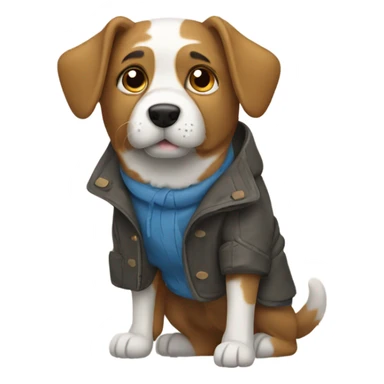 Dog wearing shoes and a coat  sticker