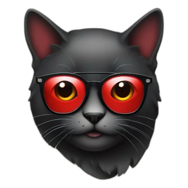 Gato negro con bufanda roja y lentes sticker