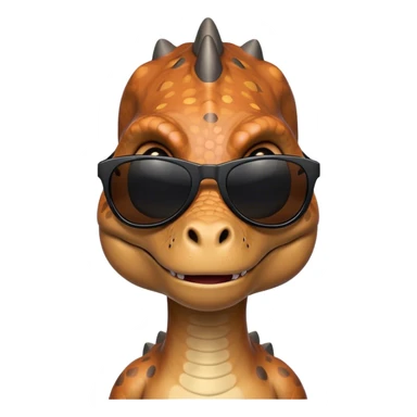 face of a dinosaur with black sunglasses on sticker