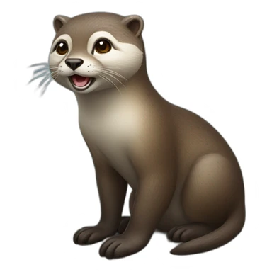 Chat sur une loutre sticker