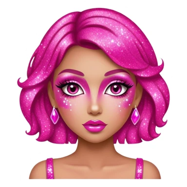 hot pink glitter sparkles babe girl makeup diva brat sticker