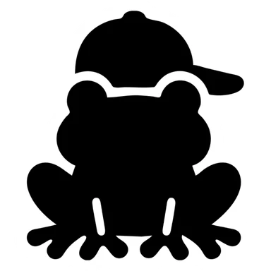 Tiny tropic frog wearing a baseball cap sticker
