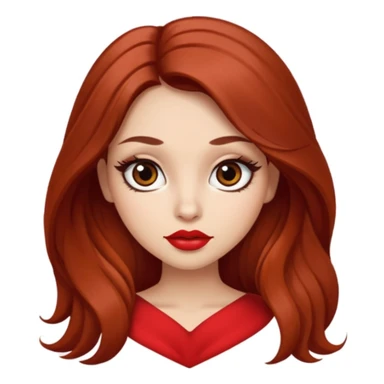 Sexy busty Latina with round face and large eyes and auburn long hair lashes lipstick and a tiny waist sticker