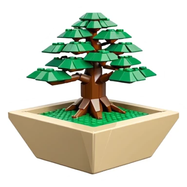 Empty(freshly made, no tree in it) Lego bonsai pot with triangular angular faceted asymmetrical original shaped body  sticker