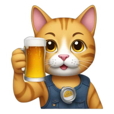 Cat who drinks a beer sticker