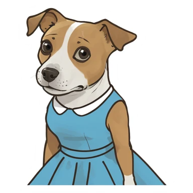 Dog wearing a dress sticker