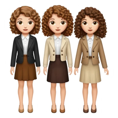 3 white girls, all of off this with brown hair but one whit straight one whit curly and one whit very curly(aesthetic)and chic clothes sticker