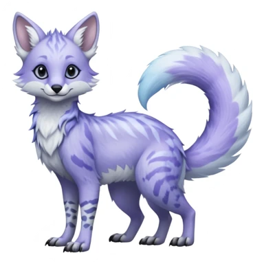 Feral Rare Fantasy   pale frost-lavender fur with shimmering icy highlights Vernid-Sergal-Genet-Trico-species by LiLaiRa, random markings, tufted tail, tufted ears, full body sticker