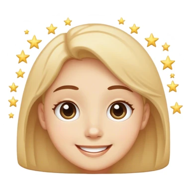 Smiling lightly with big round eyes full of stars  sticker