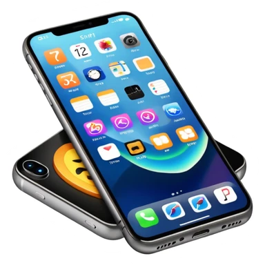 iPhone 17 Pro Max with app icons, time and battery level sticker