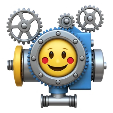 Industrial mechanical motor with a smiley face, emoji for the new electric music genre Motor breaks must be friendly and sellable sticker