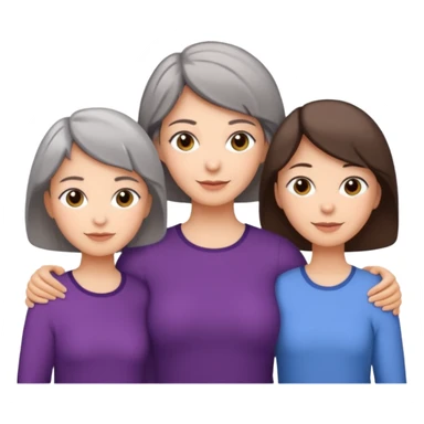 A mum with short Gray hair and her two adult daughters with brown hair sticker