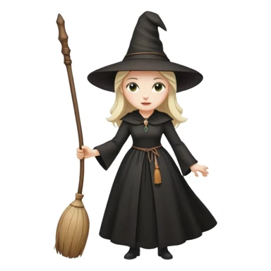 witch with a hat and a broomstick sticker