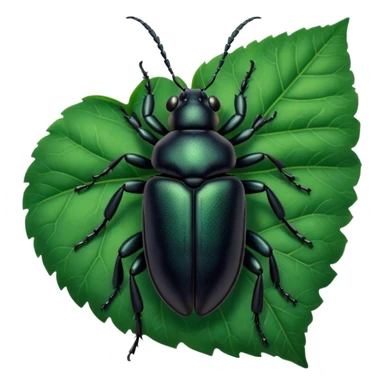 a black beetle on leaf sticker
