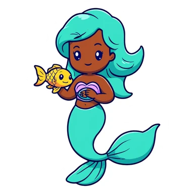 full body black mermaid with dark skin and fish tail sticker