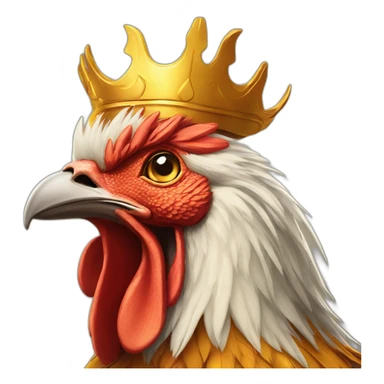 proud and howling golden phoenix rooster with a crown on its head sticker