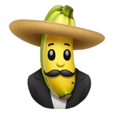 un platano con bigote y sombrero mexicano sticker