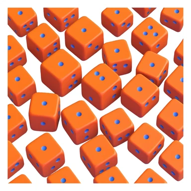 Hermès-style dice, 3D, orange leather, luxury, no text sticker