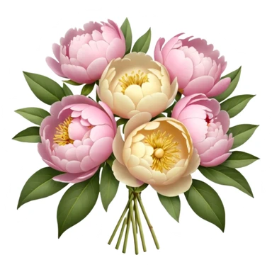 bouquet of peonies in soft pink, beige and yellow pastel colors sticker