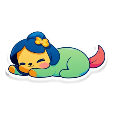 Lilo laying on her side sleeping sticker