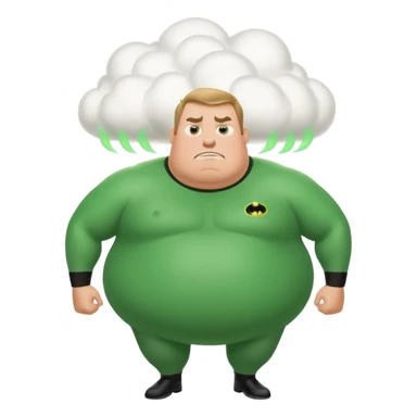 green fat mr incredible farting with giant fart cloud sticker