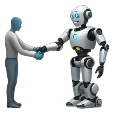 Robot and human shake hands sticker