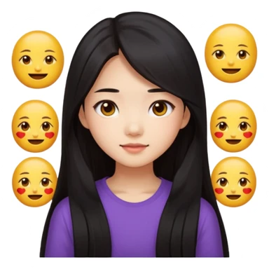 long dark hair asian girl emoji pack for twitch sticker