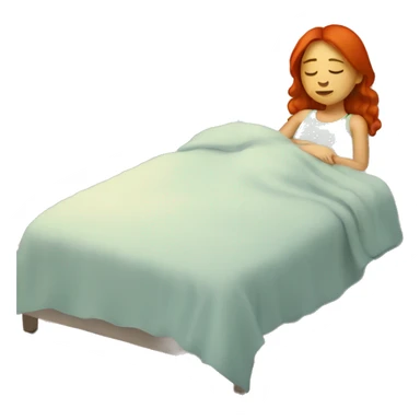 A red-haired girl sleeping on the bed  sticker