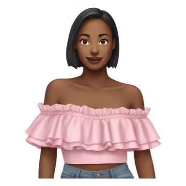 Realistic pink ruffle off shoulder top, isolated sticker