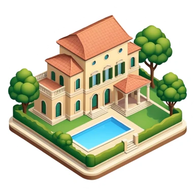 italian villa isometric sticker