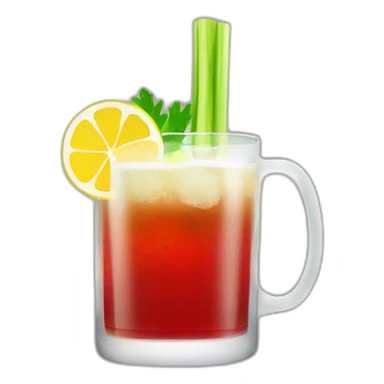 red cocktail with celery and lemon in a mug of beer sticker