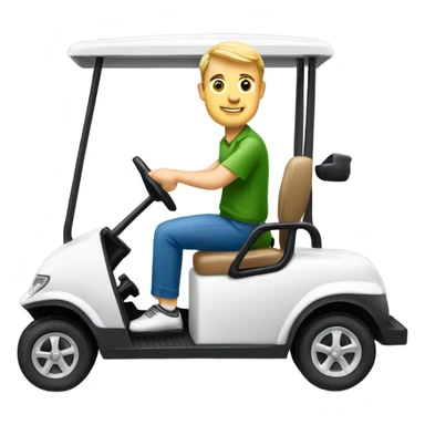 White guy driving realistic looking golf cart sticker