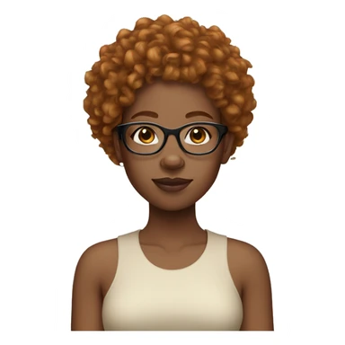 Black girl with clear glasses ginger curly hair with bangs sticker