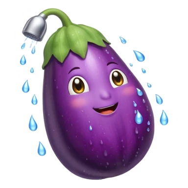 an eggplant taking a shower sticker