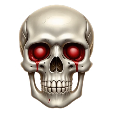 metallic anatomic bones with traces of blood, steel texture, dark dramatic tone, clean background sticker