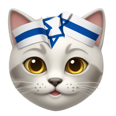 smiling cat with Israeli flag sticker