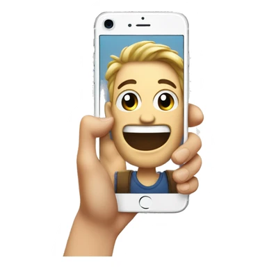 iPhone in the hand with fun pics  sticker