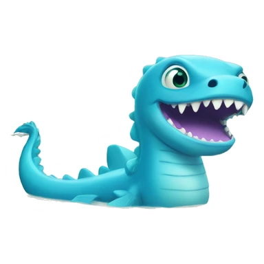 a cute girl blue lochness monster that is a little fat sticker