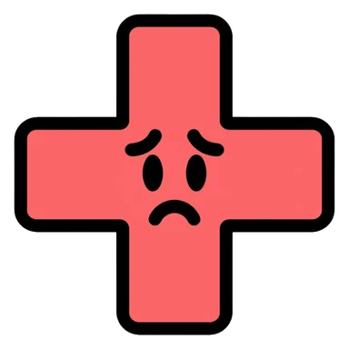 Red Cross medical symbol with negative vibes, sad face sticker
