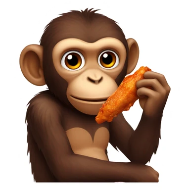 Monkey eating chicken wing sticker