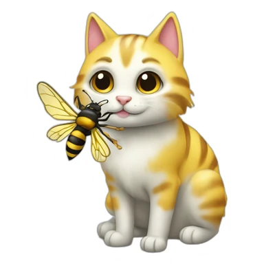 Un chat licorne qui chevauche une abeille  sticker